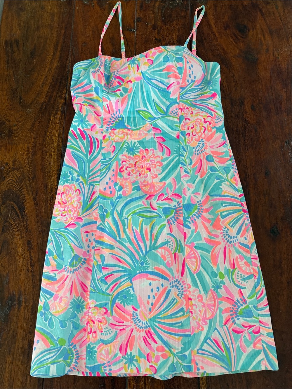 Lilly Pulitzer Teal & Pink Tropical Strap Sundress